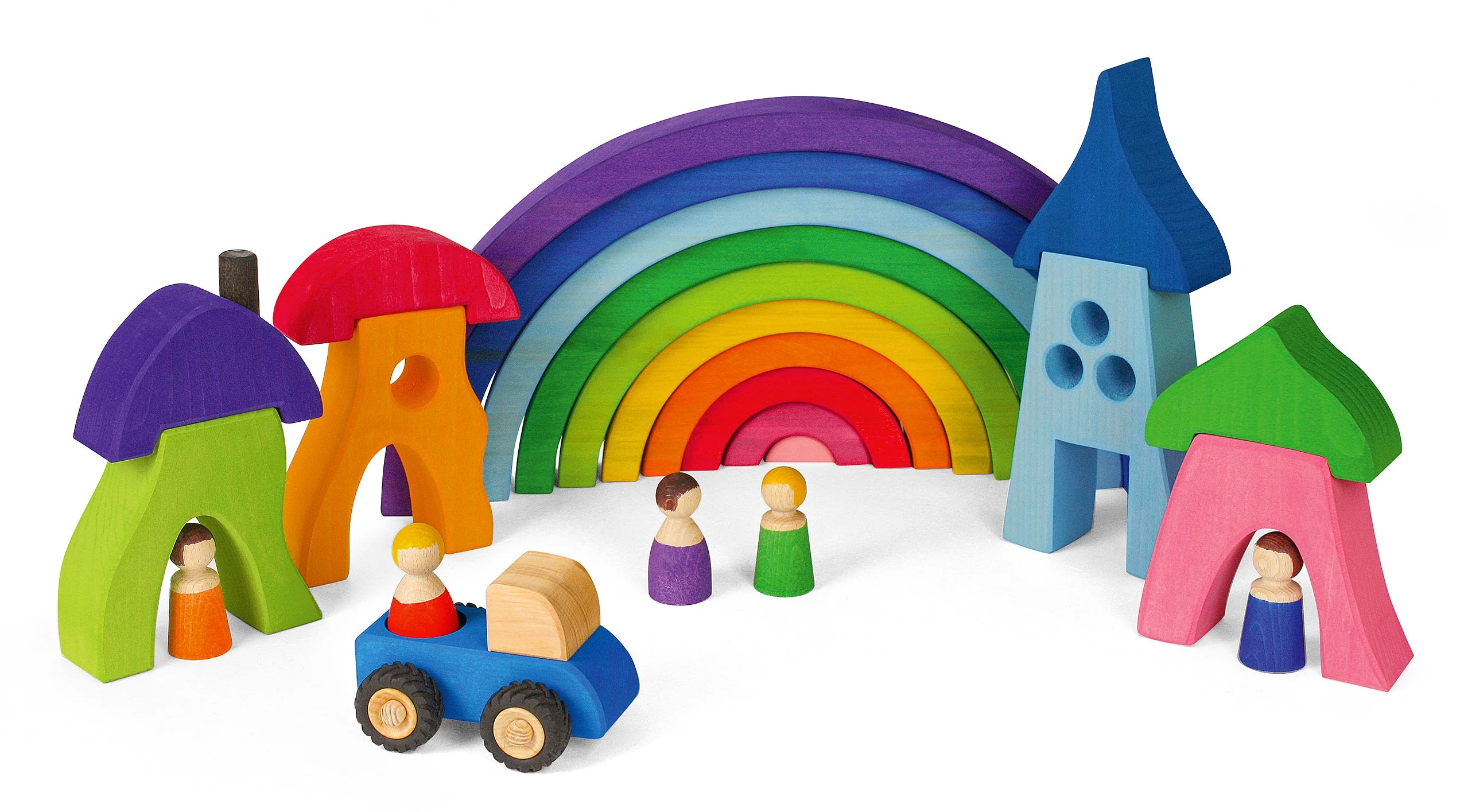 * Bauspiel Kleurrijke Houten Dwerghuisjes - Image 3