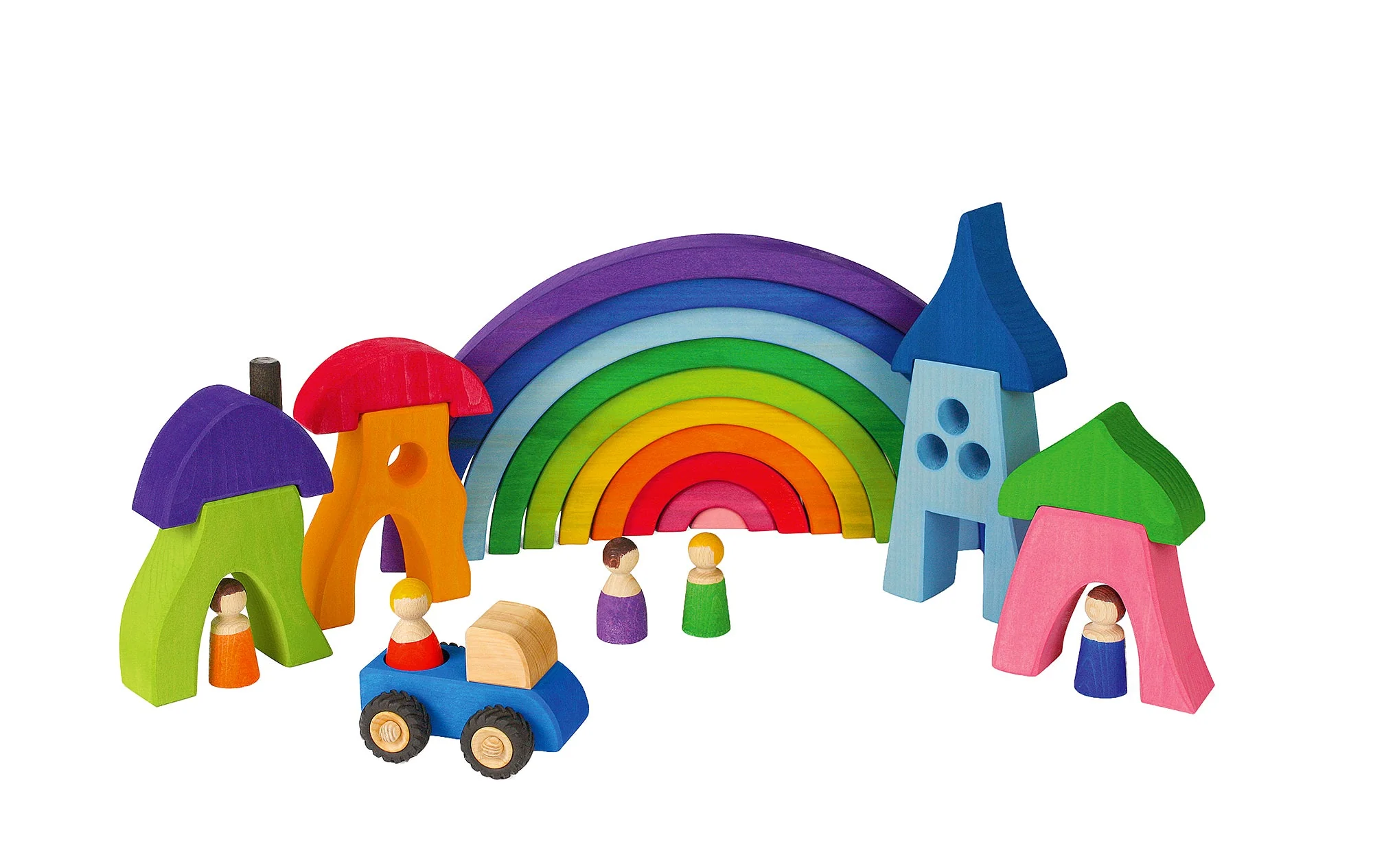 * Bauspiel Kleurrijke Houten Dwerghuisjes - Image 4