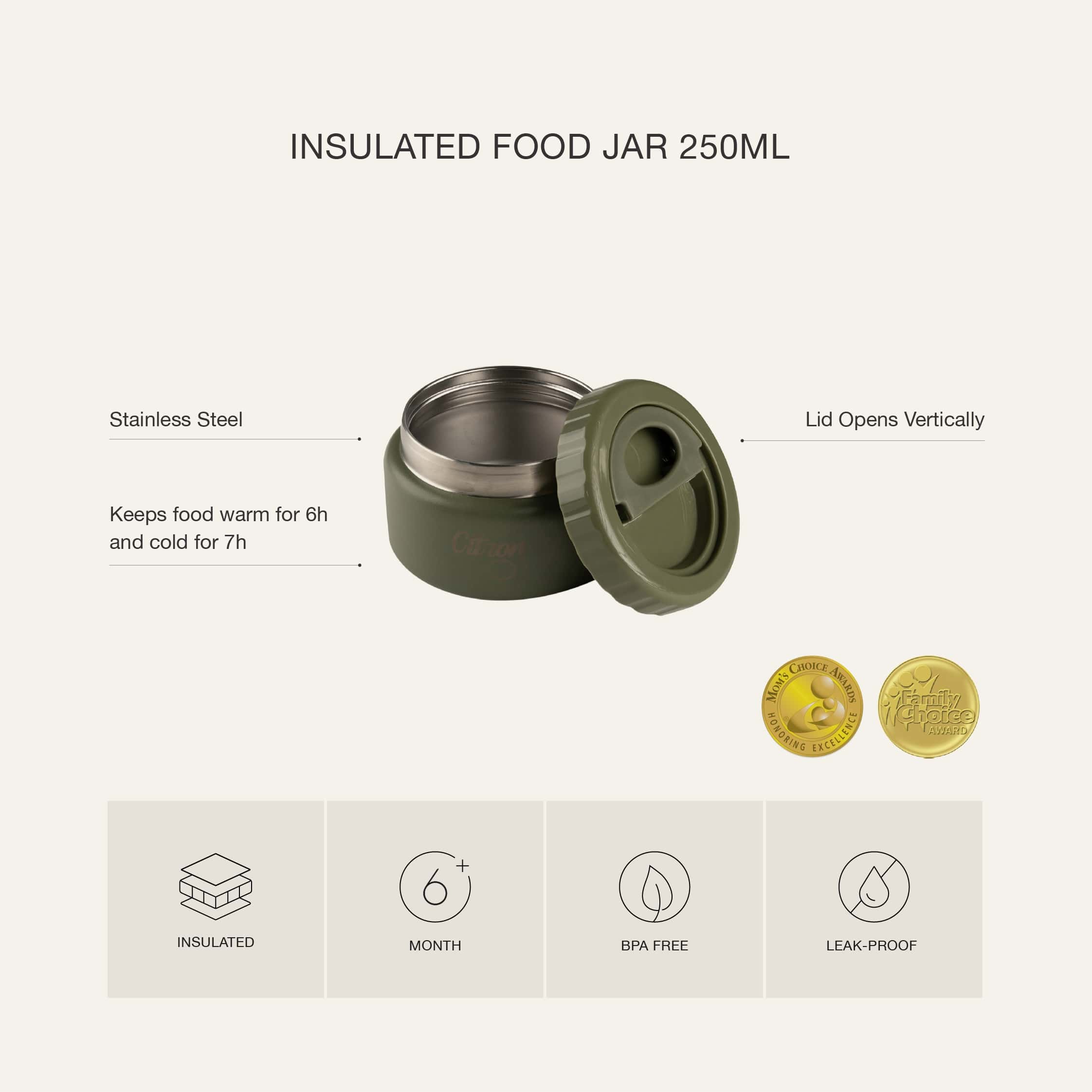 Citron Food Jar Stainless Steel 250ml | Dusty Blue - Image 5