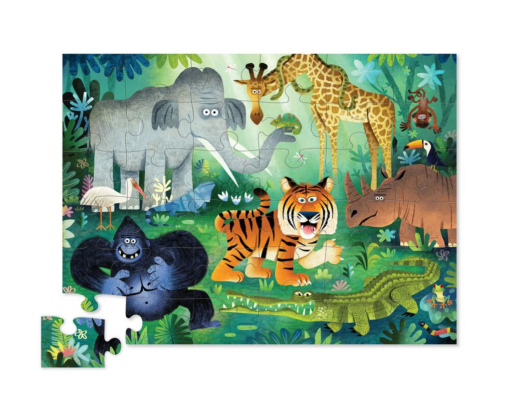 Crocodile Creek Shaped Box Puzzel 36ST | Wilde Dieren - Image 2