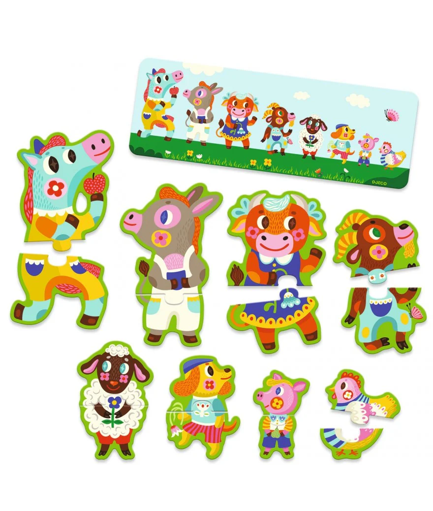Djeco Puzzel 16 stukken | Klein En Groot Op De Boerderij - Image 4