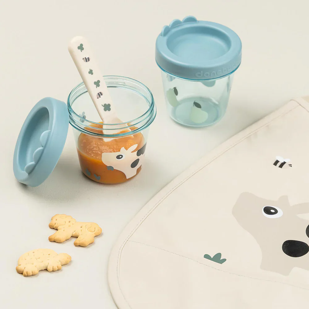 Done By Deer Babyvoeding Bewaarpotjes 2ST Tiny Farm Blue - Image 3