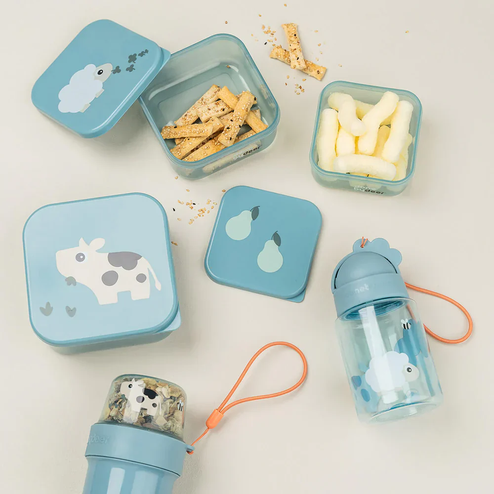 Done By Deer Drinkfles Met Rietje Tiny Farm Blue - Image 3