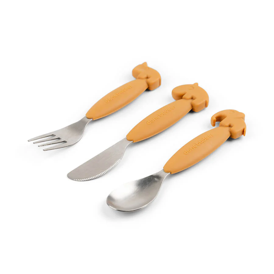 * Done By Deer Easy Grip Cutlery Set | Deer Friends Mustard - Image 2