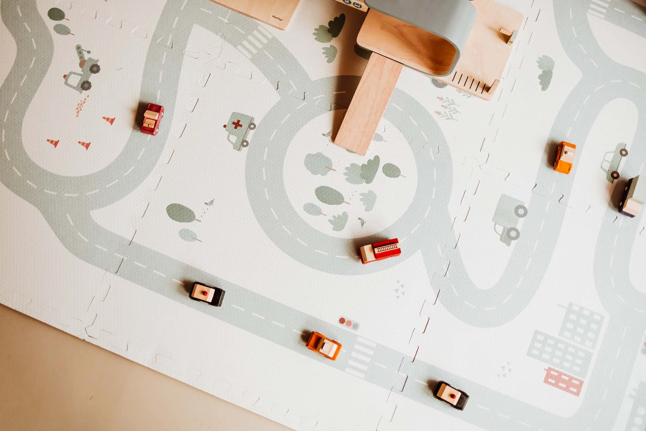 Play And Go EEVAA 2-In-1 Speeltapijt Puzzelmat & Opbergbox | Road 120x180cm - Image 15