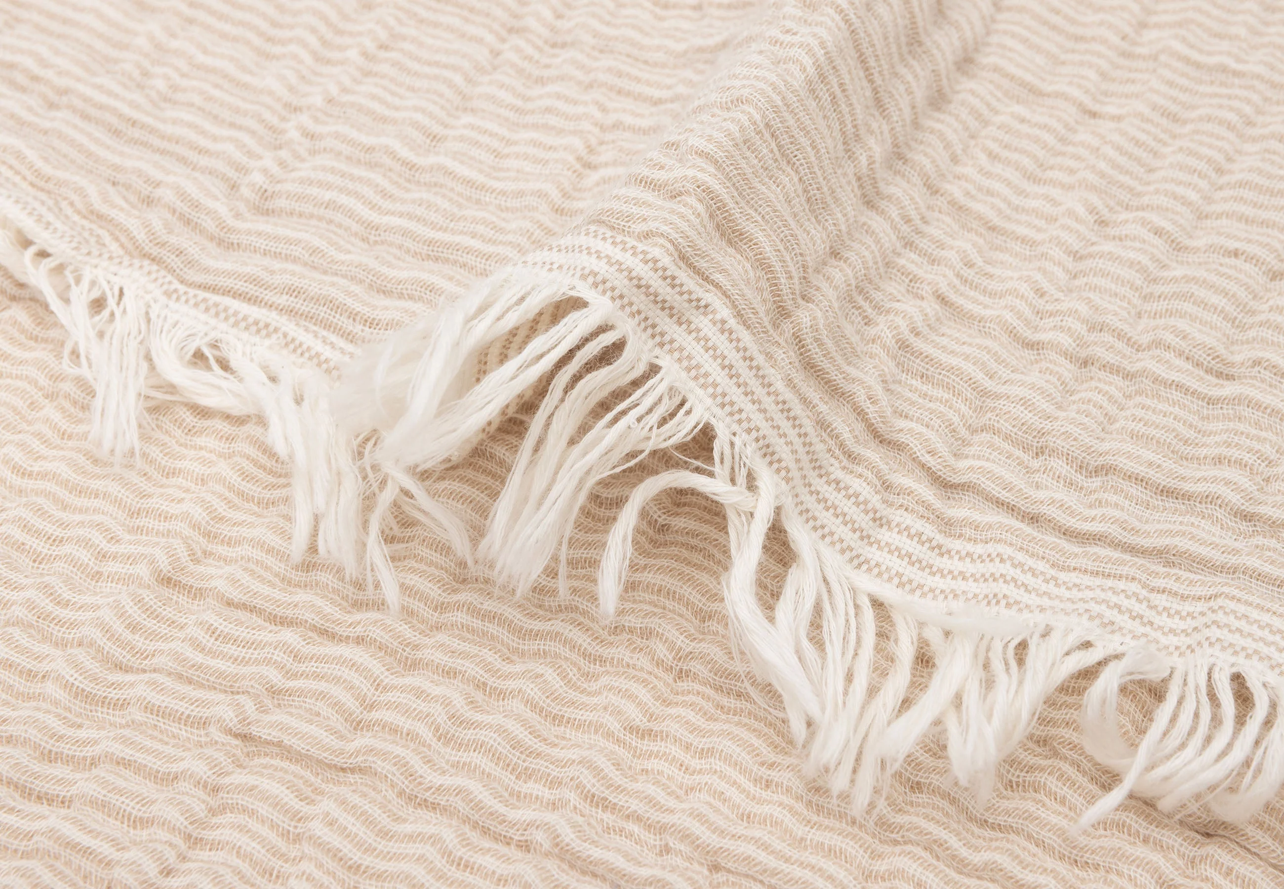 Jollein Deken Ledikant 120x120cm Fringe Stripe Biscuit/Ivory Gots - Image 5