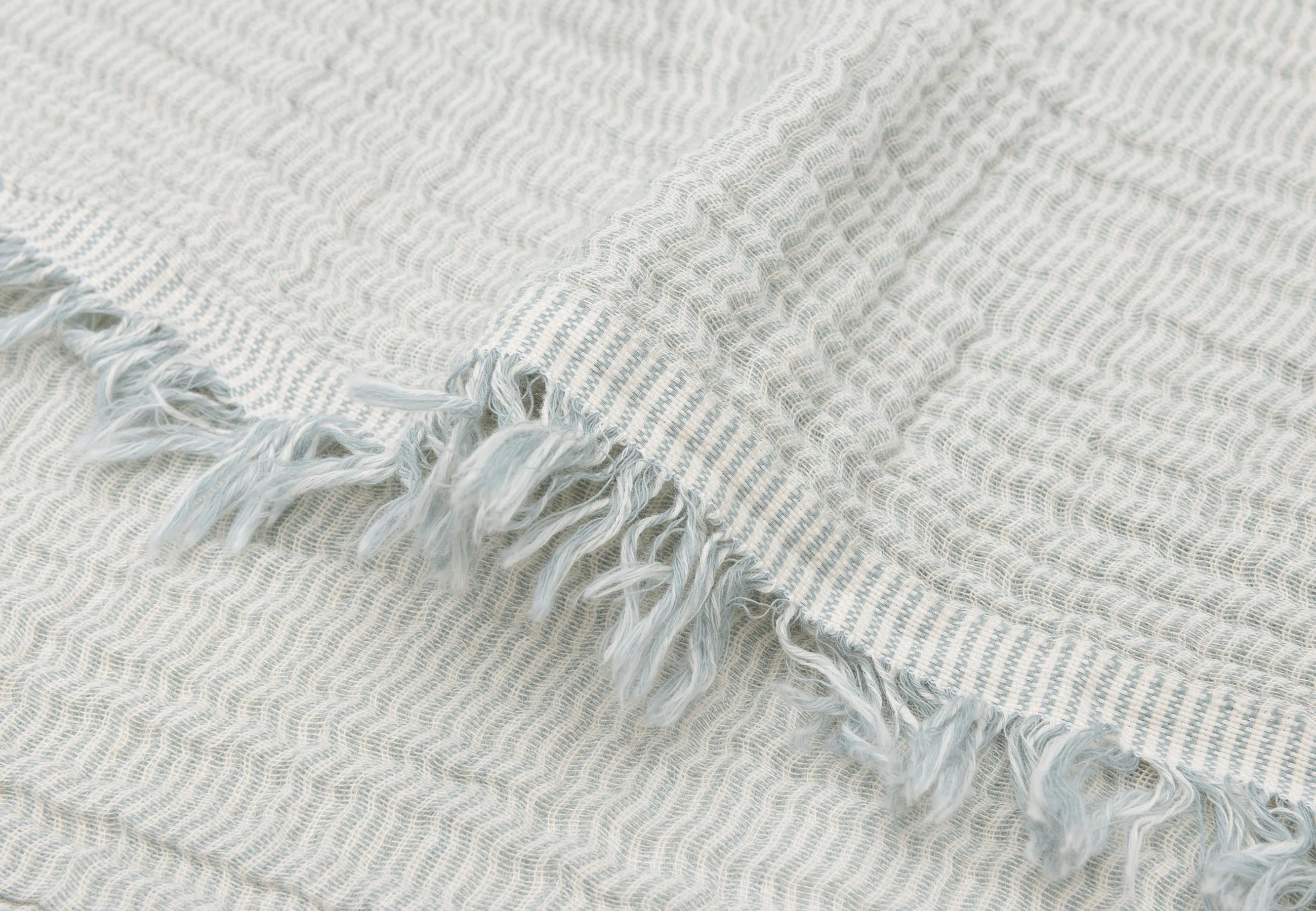* Jollein Deken Ledikant 120x120cm Fringe Stripe Sea Green/Ivory Gots - Image 5