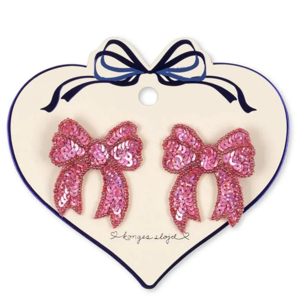* Konges Sløjd 2ST Sequin Bow Haarspeldje | Rapture Rose