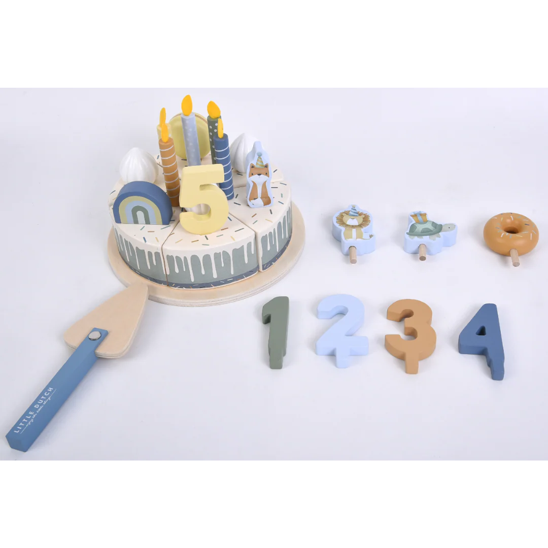 Little Dutch Houten Verjaardagstaart 26-delig | Blauw - Image 3