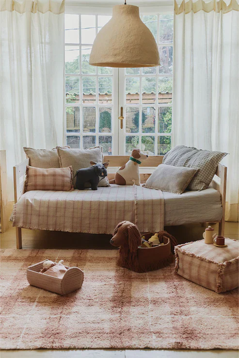 Lorena Canals Machinewasbaar Tapijt 140x190 cm | Tartan Rose - Image 3