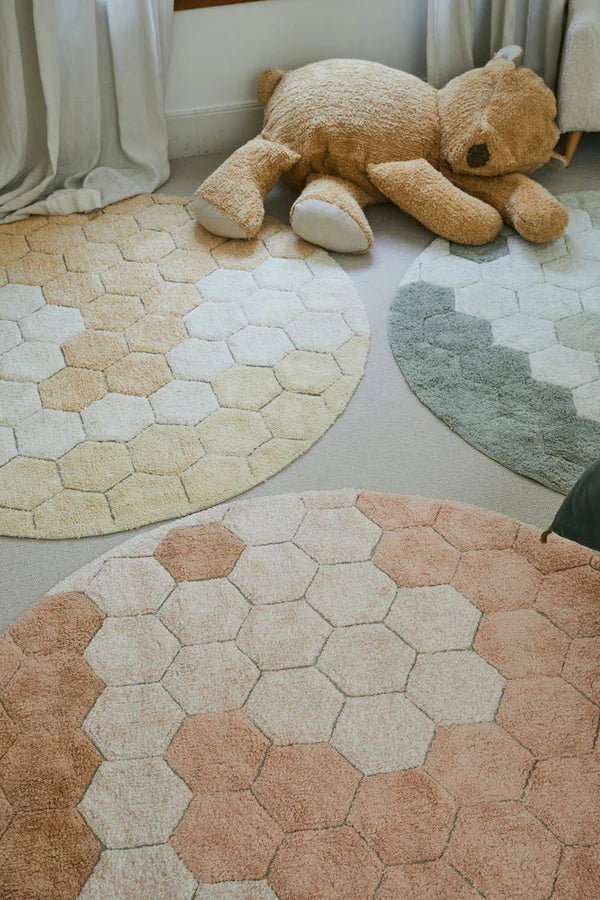Lorena Canals Machinewasbaar Tapijt Rug Rond Ø140cm | Honeycomb Blue Sage - Image 5