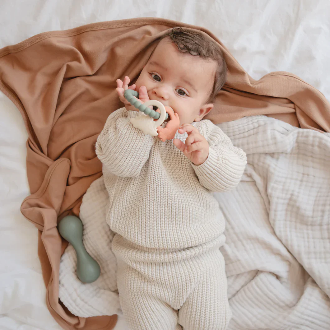 Mushie Ribbed Baby Blanket Deken 89x89cm | Tan - Image 2