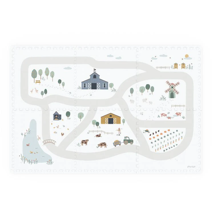 Play and go EEVAA 2-In-1 Speeltapijt Puzzelmat & Opbergbox | Farm 120x180cm