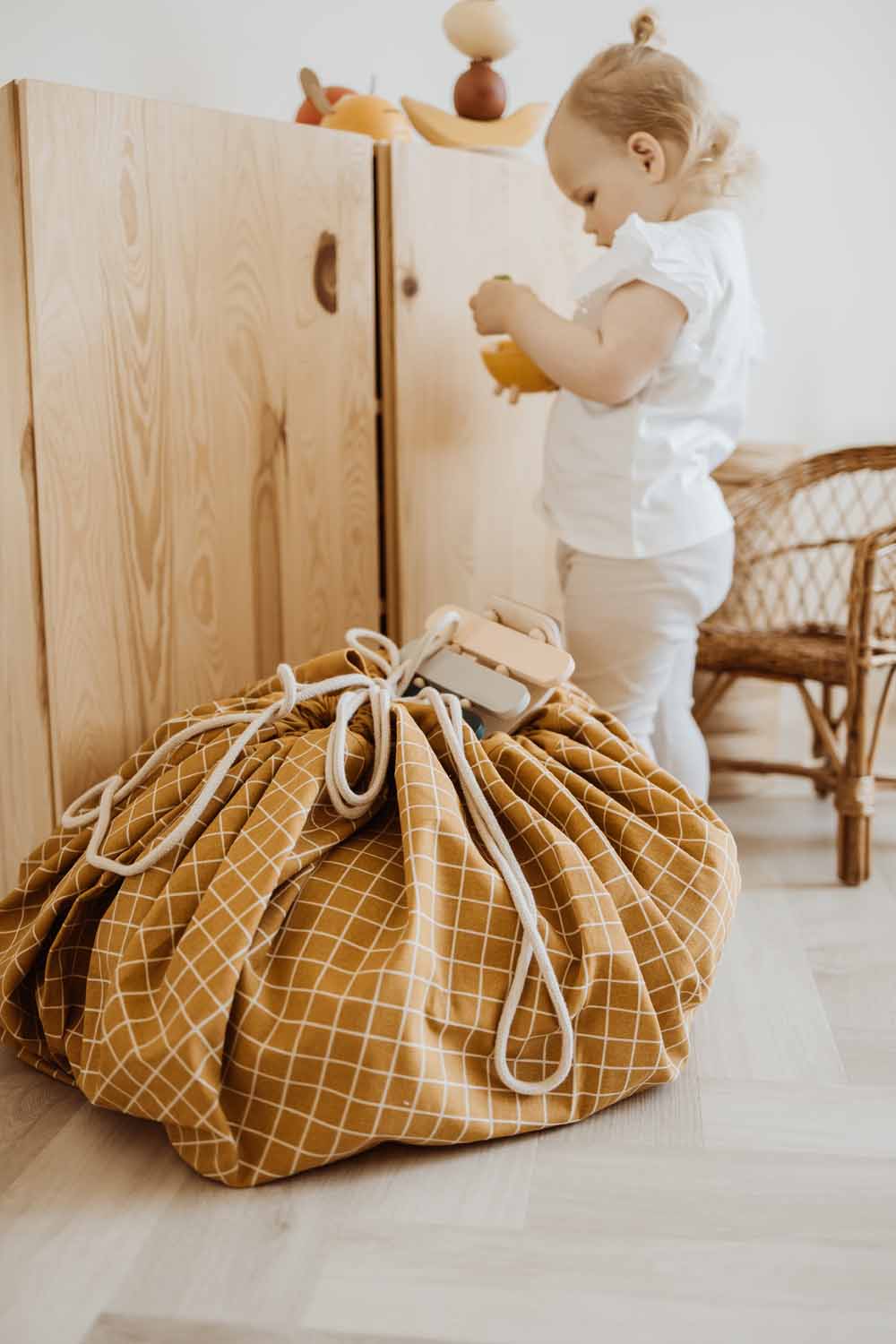 Play and go Opbergzak Organic | Speelmat Grid Mustard - Image 13