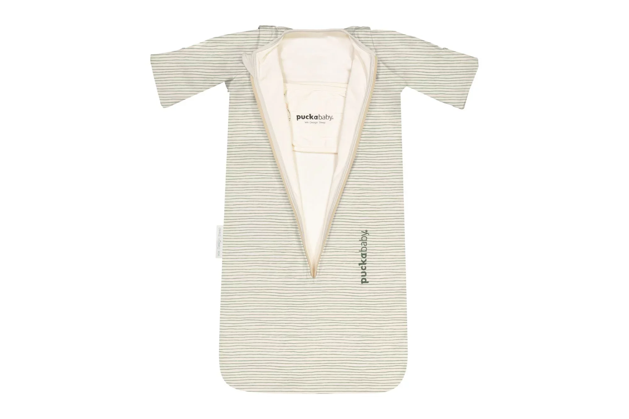 Puckababy Slaapzak The Bag Newborn < 6 M | 70 CM - Cotton | Green Stripes - Image 2