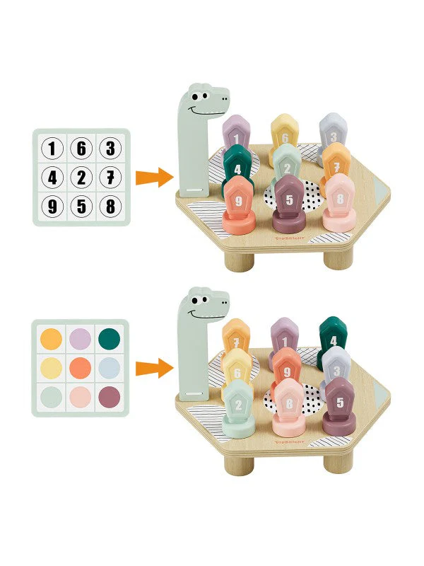 Topbright Happy Dino Twist Houten Cijfers en Kleuren Leren Spel - Image 6